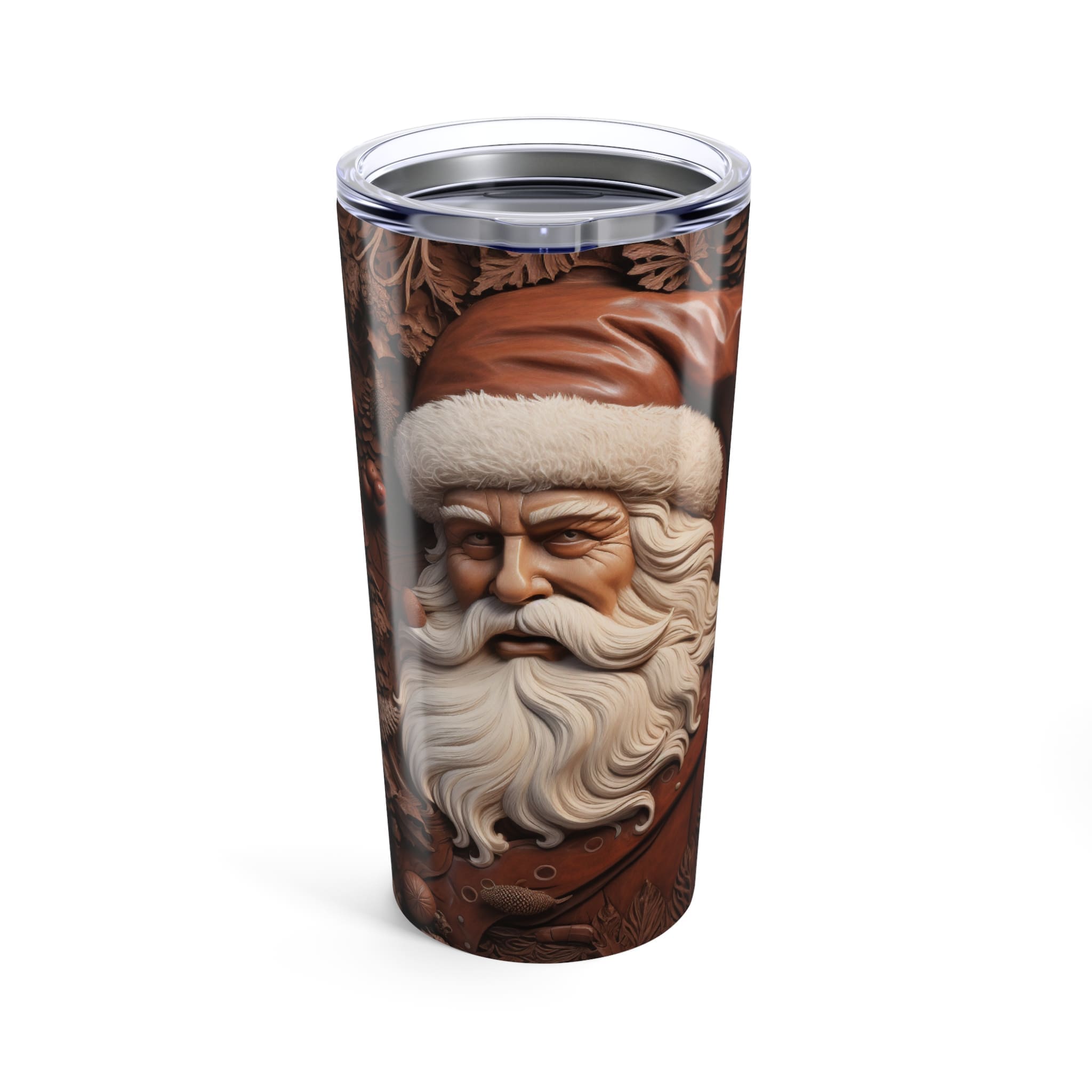 Christmas Santa 20oz Tumbler — 3D Engraved Leather-Look Travel Mug (Design 1)