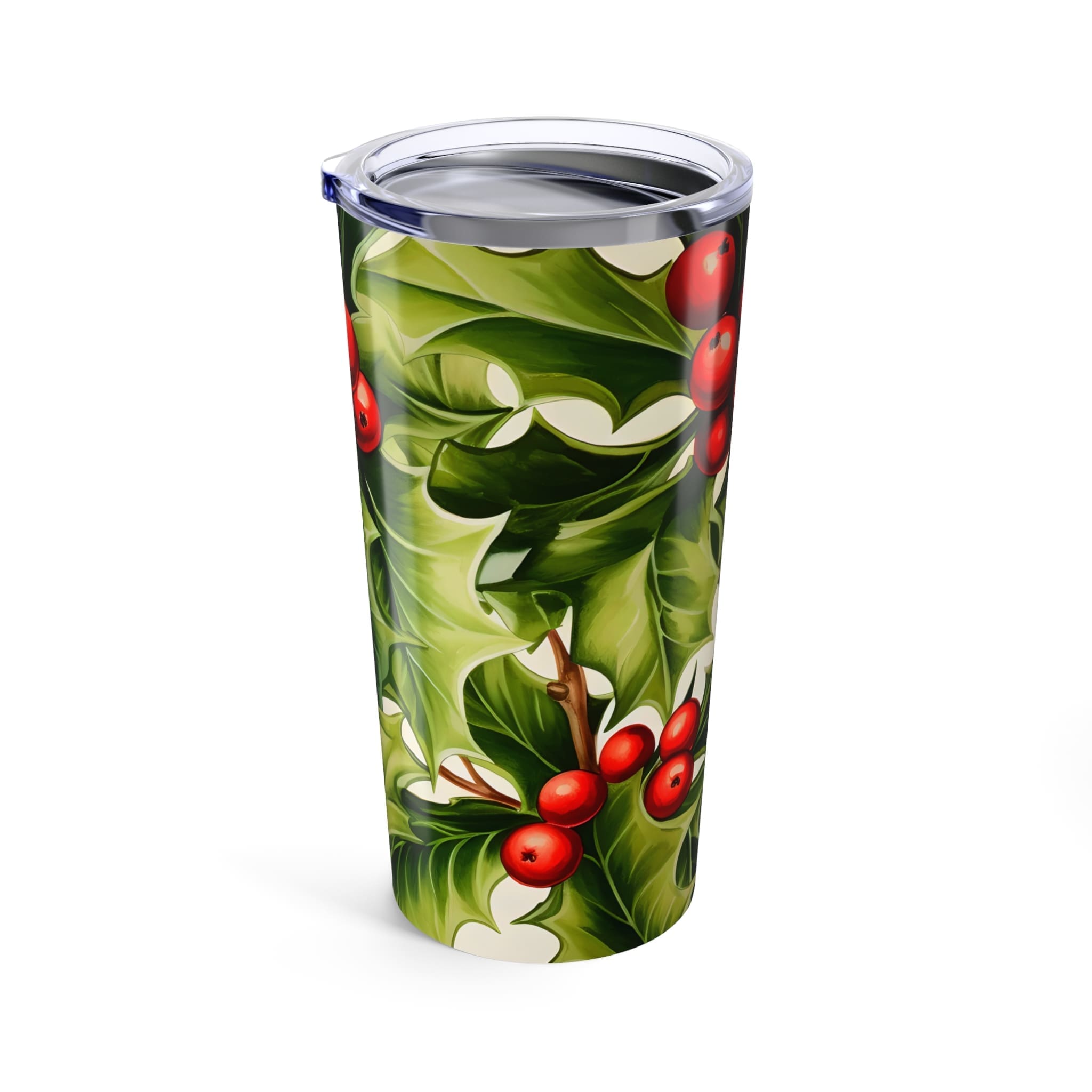 Holly Berry 20oz Travel Tumbler — Festive Holiday Insulated Mug