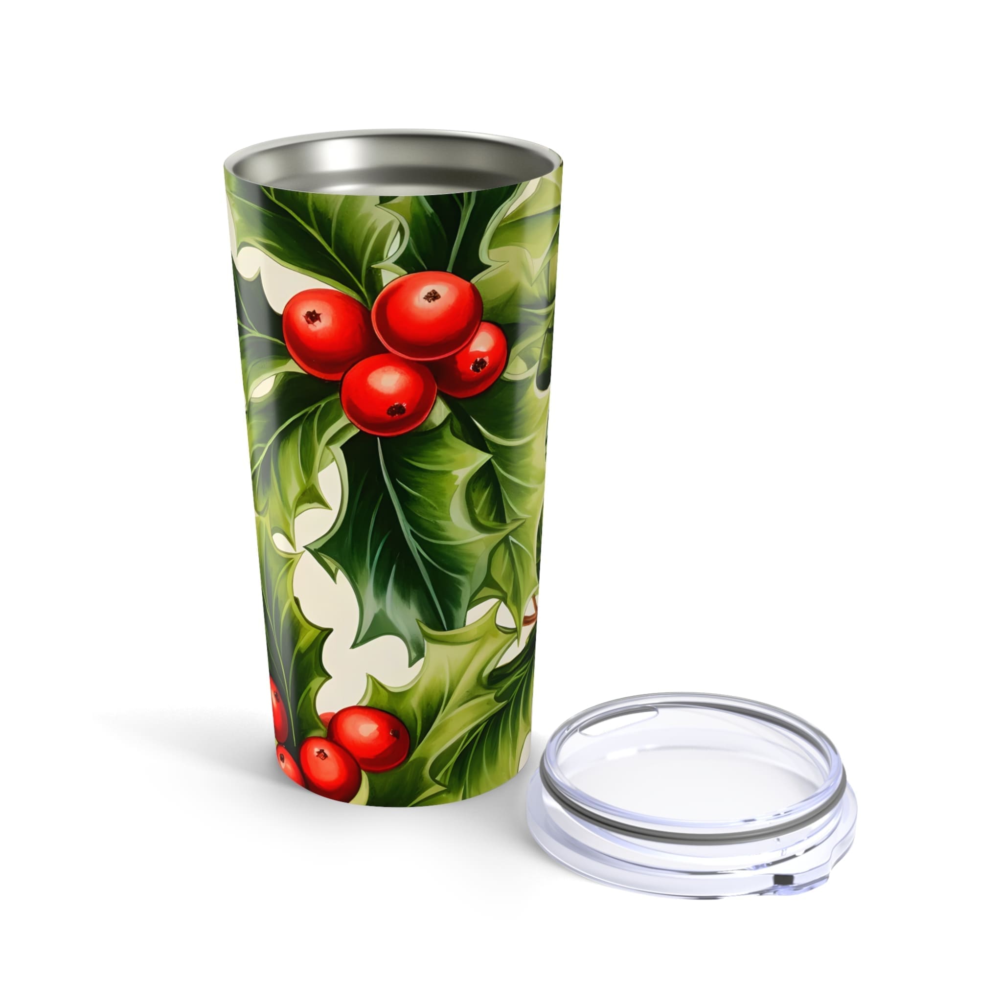 Holly Berry 20oz Travel Tumbler — Festive Holiday Insulated Mug
