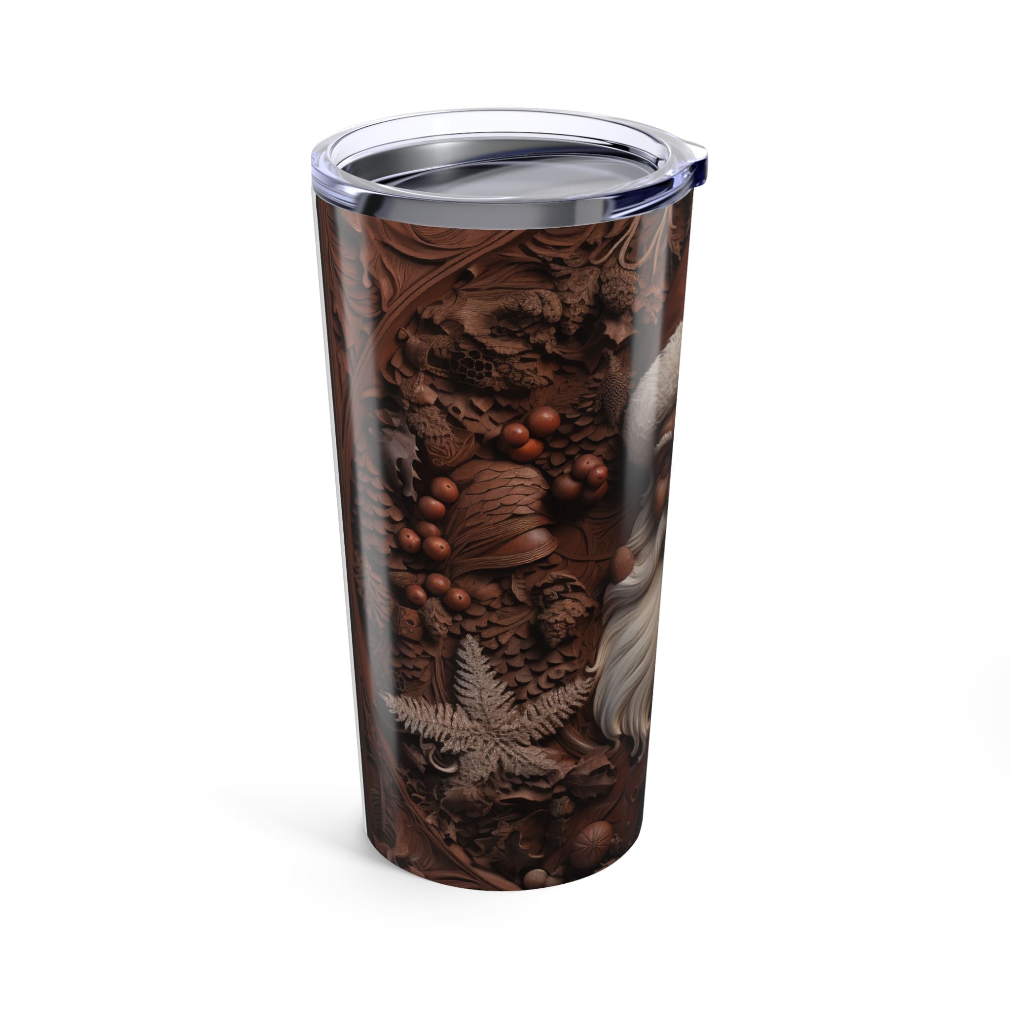 Christmas Santa 20oz Tumbler — 3D Engraved Leather-Look Travel Mug (Design 1)
