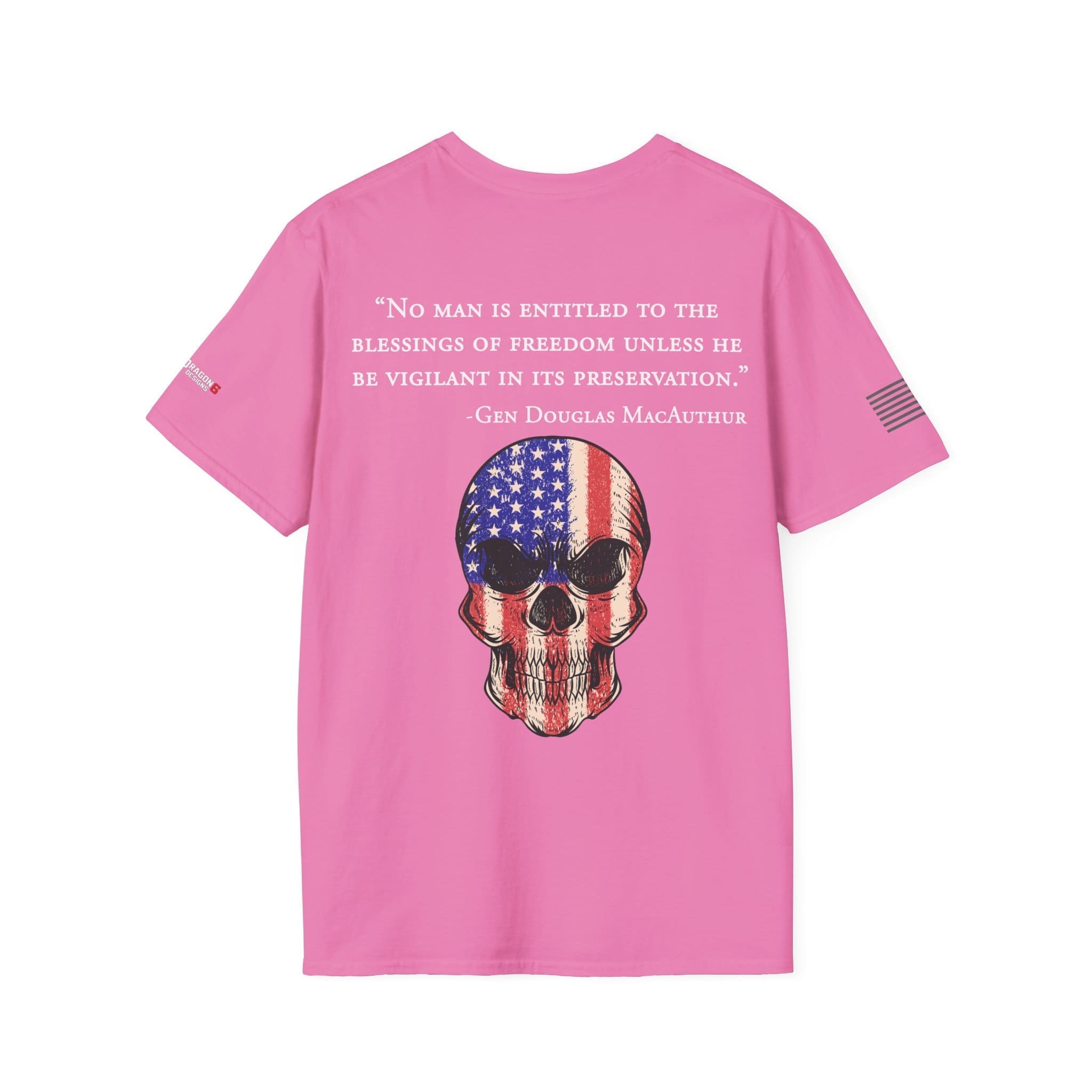 Patriotic Skull T-Shirt — "No man is entitled to the blessings of freedom" Quote