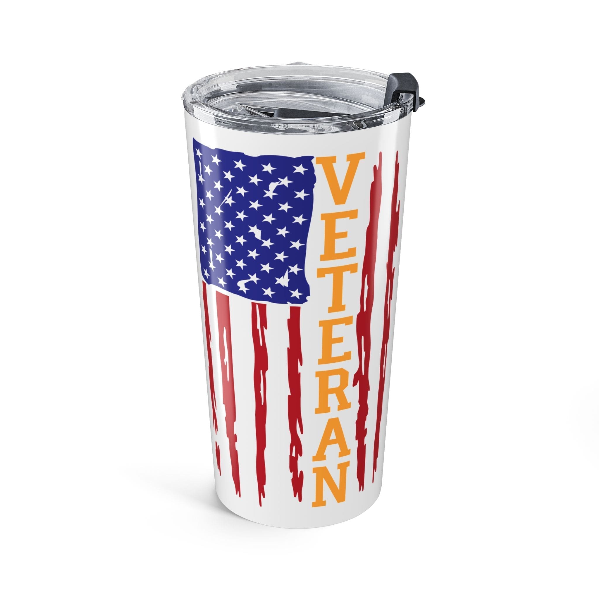 20oz Patriotic Veteran American Flag Tumbler – Distressed Stars & Stripes Travel Cup